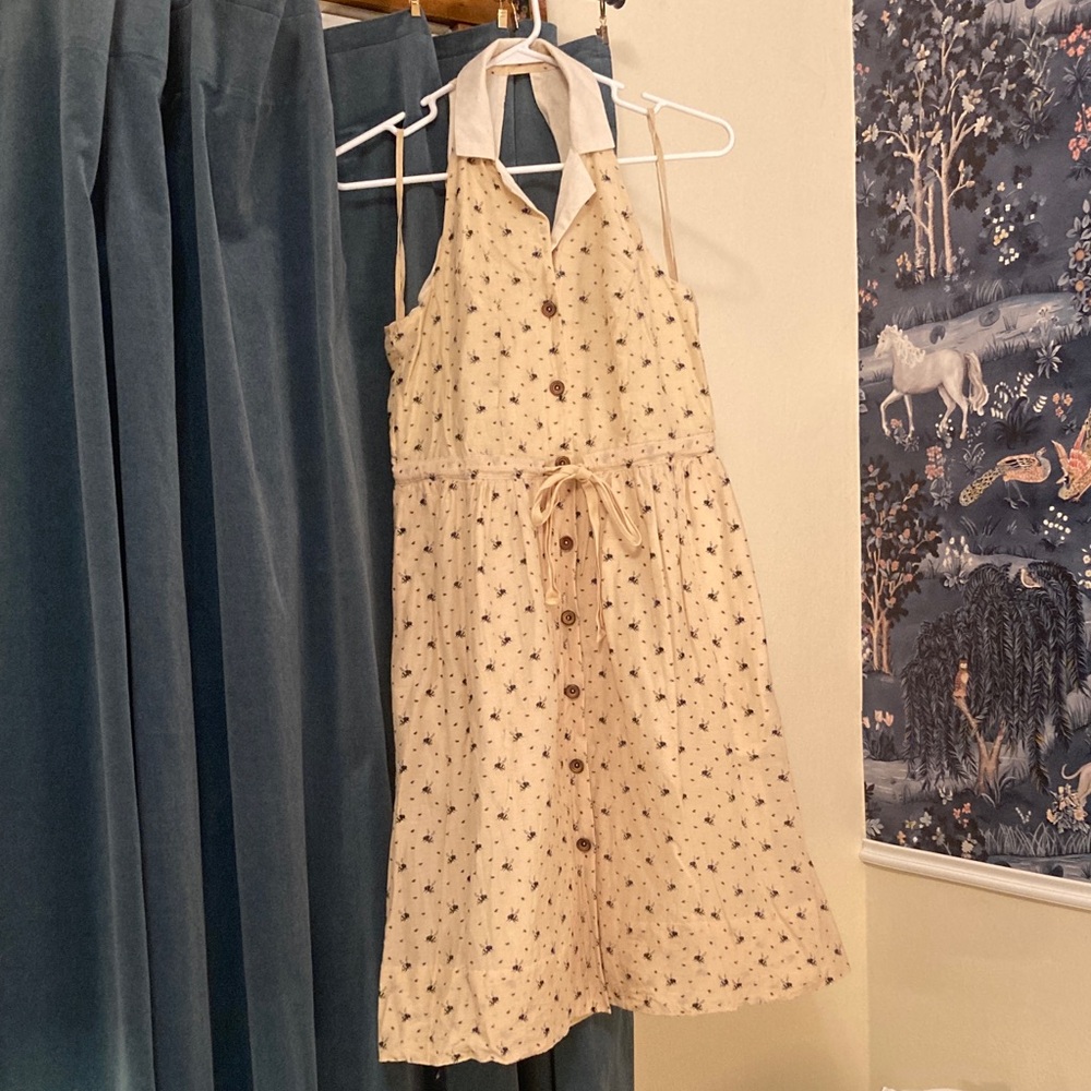 Maeve by Anthropologie Bumble Bee Collared Halter Dress